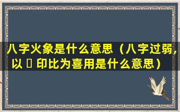 八字火象是什么意思（八字过弱,以 ☘ 印比为喜用是什么意思）